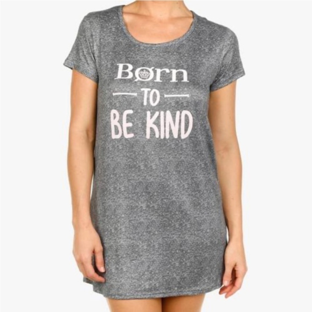 Born "Born to Be Kind" Sleep Shirt Gray Pink Small
